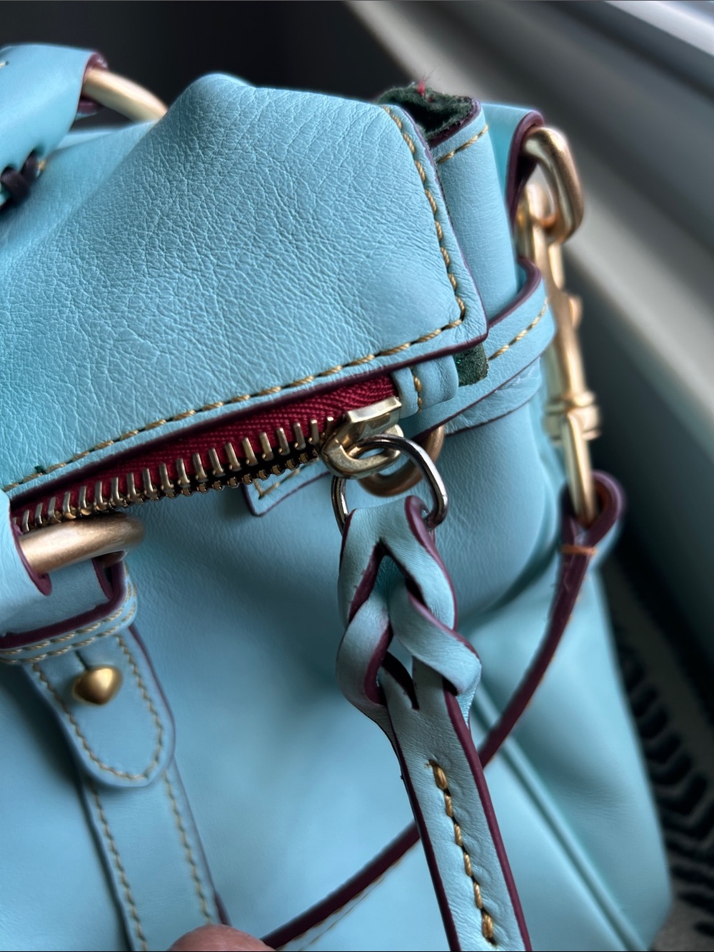 Dooney & Bourke Large Pale Blue/Aqua Florentine Leather Satchel - Picture 12 of 16